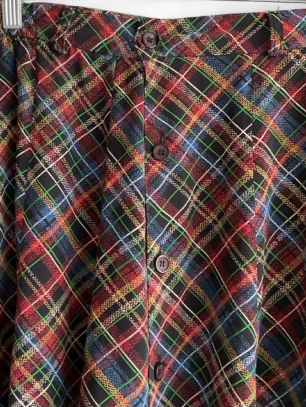 Vintage Style Plaid Maxi Skirt Black & Red Multicolor Buttoned | Y2K MEDIUM - Picture 7 of 8
